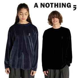 エーナッシング ロンT A NOTHING 正規販売店 DROP-SHOULDER VELVET TEE ドロップ ショルダー ベルベット Tシャツ BLACK ブラック CHARCOAL チャコール 19SPR-02-BK/CH ウェア