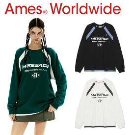 アメス ワールドワイド トレーナー Ames Worldwide 正規販売店 メンズ レディース MESSAGE LOGO RAGLAN LS TEE メッセージ ロゴ スラグラン ロングスリーブ ティー BLACK ブラック WHITE ホワイト GREEN グリーン AM2DSUT551ABK/GN/WH ウェア
