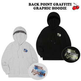 キルシー 韓国 パーカー KIRSH 正規販売店 BACK POINT GRAFFITI GRAPHIC HOODIE バック ポイント グラフィティ グラフィック フーディ MelangeGray メランジグレー Black ブラック KKRFCTH503E ウェア