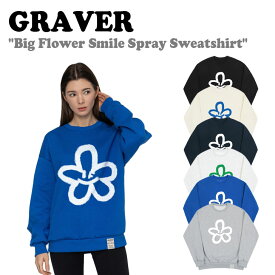 グレーバー トレーナー GRAVER 正規販売店 Big Flower Smile Spray Sweatshirt ビッグ フラワー スマイル スプレー スウェットシャツ 全6色 G(W)-MG(23)-14-CM/GY/BK/NY/MW/CB ウェア