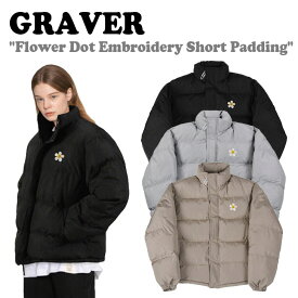 グレーバー アウター GRAVER 正規販売店 Flower Dot Embroidery Short Padding フラワー ドット エンブロイダリー ショート パディング BLACK ブラック GREY グレー BEIGE ベージュ G(W)-PD-13-GY/BK/BE ウェア