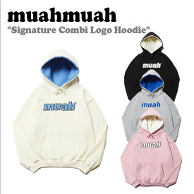 【即納カラー有/国内配送】ムアムア パーカー muahmuah ムーアムーア レディース Signature Combi Logo Hoodie シグネチャー コンビ ロゴ フーディー BLACK ブラック GRAY グレー CREAM クリーム PINK ピンク MUT20017 ウェア