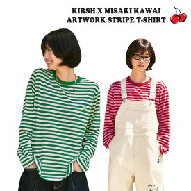 キルシー 長袖Tシャツ KIRSH 正規販売店 KIRSH X MISAKI KAWAI ARTWORK STRIPE T-SHIRT 河井美咲 アートワーク ストライプ Tシャツ BLACK ブラック RED レッド GREEN グリーン KLRWCTL770M 長袖 ウェア