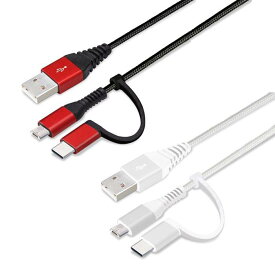 USBケーブル 充電 通信 充電ケーブル 通信ケーブル 1m 変換コネクタ付 2in1 USBタフケーブル Type-C micro USB 1メートル タイプC マイクロUSB 強化メッシュケーブル PGA PG-CMC10