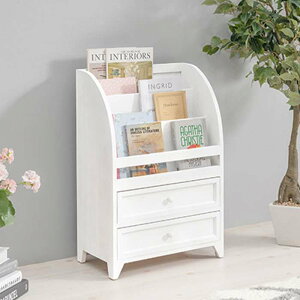 【北海道・沖縄・離島配送不可】【代引不可】マガジンラック アンティークホワイト 引き出しタイプ 雑誌 本 収納 ラック ディスプレイ収納 HAGIHARA 2101652600