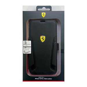 iPhone14 Pro �P�[�X �J�o�[ FERRARI �t�F���[�� �{�v+�}�C�N���t�@�C�o�[ �蒠�^�P�[�X �u���b�N �� �u�b�N�^�C�v �G�A�[�W�F�C FEBKP14LRBUK