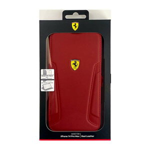 iPhone14 Pro Max �P�[�X �J�o�[ FERRARI �t�F���[�� �{�v+�}�C�N���t�@�C�o�[ �蒠�^�P�[�X ���b�h RED �u�b�N�^�C�v �G�A�[�W�F�C FEBKP14XRBUR