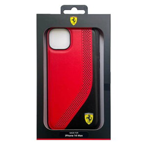 iPhone14 Plus �P�[�X �J�o�[ FERRARI �t�F���[�� �c�[�g�[�� �w�ʃP�[�X ���b�h SLANTED STRIPE PERFORATED HOLES iPhone�P�[�X �G�A�[�W�F�C FEHCP14MPZIR