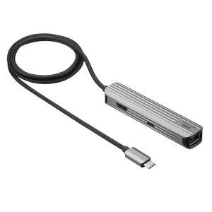 【代引不可】USB Type-Cマルチ変換アダプタ HDMI+LAN付 ケーブル1m アルミ素材 変換アダプタ 持ち運び サンワサプライ USB-3TCHLP7S-1