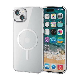 【代引不可】iPhone 15 Plus 用 ケース ハイブリッド カバー 衝撃吸収 カメラレンズ保護設計 MAGKEEP 磁力吸着ワイヤレス充電対応 ストラップホール付 硬度5H ホワイト エレコム PM-A23BMAG02WH