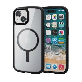 【代引不可】iPhone 15 用 ケース ハイブリッド カバー 衝撃吸収 軽量 薄型 カメラレンズ保護設計 MAGKEEP 磁力吸着ワイヤレス充電対応 TOUGH SLIM LITE ブラック エレコム PM-A23ATSLFCMBK