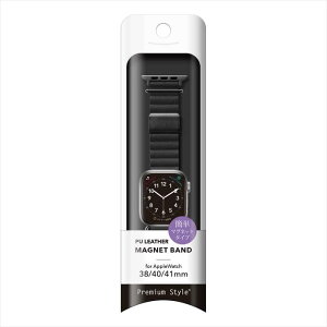 Apple Watch �p �A�b�v���E�H�b�` PU���U�[�}�O�l�b�g�o���h(41mm/40mm/38mm) �u���b�N PGA PG-AW41MG01BK