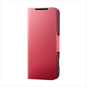 【代引不可】らくらくスマートフォン F-53E ケース レザー 手帳型 マグネット フラップ 衝撃吸収 超軽量 薄型 スタンド機能付 UltraSlim レッド エレコム PM-F244PLFURD