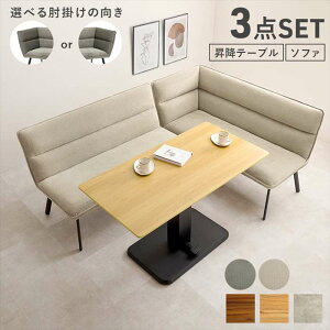 【北海道・沖縄・離島配送不可】【代引不可】ダイニング3点セット(右肘)ソファ 右肘ソファ 無段階昇降ダイニングテーブル HAGIHARA KT-3198ROISURS