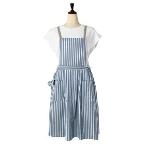 peplos ギャザーエプロン ストライプ BLUE ふんわり ギャザーデザイン peplos A697BL