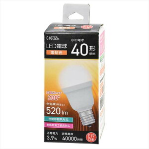 LED�d�� ���`�i40�`����/�d���F/520 lm/3.9W/E17/Ra83/�L�z��200°/���`���Ή�/�f�M�ގ{�H���Ή��j OHM LDA4L-G-E17 IS53