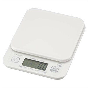 �N�b�L���O�X�P�[���y2�`200g�܂�0.5g�P�ʂŌv���z�i�v�ʔ͈�2000g�܂�/�P4�`×2�{�g�p/�z���C�g�j OHM COK-S207-W