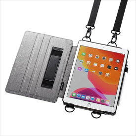 【代引不可】iPad 10.2インチ ケース カバー スタンド機能付き ショルダーベルトケース タッチペン収納 便利 サンワサプライ PDA-IPAD1612BK