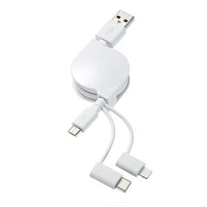 �y����s�z����莮 USB 3in1 �P�[�u�� 0.8m Lightning�P�[�u�� USB2.0 Type-C�P�[�u�� microUSB�P�[�u�� �z���C�g �T�����T�v���C KB-IPLTM08KW
