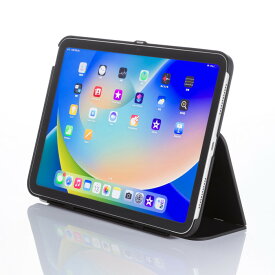 【代引不可】第10世代iPad 10.9インチ用ハードケース（スタンドタイプ・ブラック） フラップ ラバーコーディング ポリカーボネート サンワサプライ PDA-IPAD1904BK