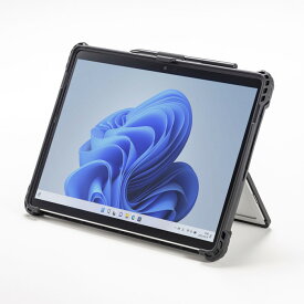 【代引不可】Surface Pro 9用耐衝撃ケース（ハンドベルト・ペンホルダー付き） タブレットPC 純正キーボード装着可能 サンワサプライ PDA-SF10BK