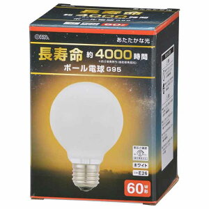 �{�[���� ������ 60W �z���C�g �d���F 680 lm �����@�\�Ή� E26 G95 OHM LB-GL9660K-WN