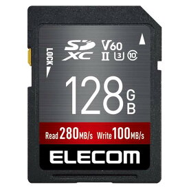 【沖縄・離島配送不可】【代引不可】SDカード SDXC 128GB Class10 UHS-II U3 V60 最大転送速度280MB/s 防水 IPX7準拠 4K動画に最適 データ復旧サービス付 エレコム MF-FS128GU23V6R