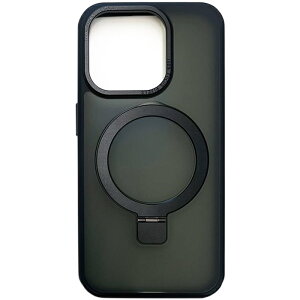 iPhone15 Pro�p ���C���C�����X�[�d�Ή� �X�^���h�����O�t���w�ʃP�[�X �u���b�N �G�A�[�W�F�C AC-P23P-MRS BK