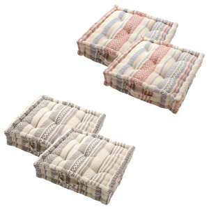 【北海道・沖縄・離島配送不可】【代引不可】クッキークッション フロアクッション 42×42×10cm 同色2個組 インド綿100% サラッと快適 裏面同一生地 しっかりとした厚み 持ち手付き オールシ