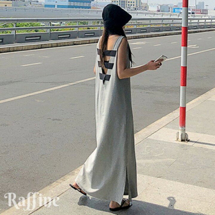 楽天市場 送料無料 ワンピース レディース バックコンシャス 背中あき マキシワンピ マキシ ロング ノースリーブ 袖なし リゾート ドレス コーデ ワンピ 夏 ドレス グレー S M L Xl T かわいい 冬 秋冬 顔合わせ 韓国ワンピース パーティードレス通販 Raffine