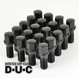 ブラック ラグボルト20本セット 首下28mm M14xP1.5-17HEX 座面テーパー60 黒 レクサス ベンツ アウディ VW ポルシェ
