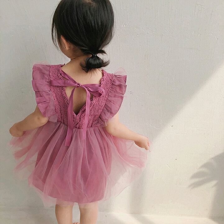 楽天市場 赤ちゃん ワンピース ドレス 結婚式 80 90 100 110cm ピンク ホワイト ベビー ドレス 子供 コットン チュチュ スカート サマーワンピース 七五三 Angela楽天市場店