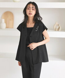 【バーゲン価格】【洗える】レディース セットアップ ジレ テーパードパンツ 2点セット パンツスーツ オフィスカジュアル 通勤服 お仕事服 ミセス 春 夏 女性 服装 上品 きれいめ 大人かわいい おしゃれ 黒 体型カバー ストレッチ 即日発送 プレゼント ルイルエブティック