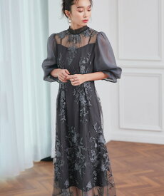 レディース パーティードレス 結婚式 ロングワンピース お呼ばれドレス オケージョン フレアスカート 上品 きれいめ 40代 30代 20代 ミセス セレモニードレス フォーマルドレス 披露宴 二次会 シアー 花柄 体型カバー ストレッチ 即日発送 プレゼント ルイルエブティック