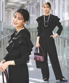 レディース セットアップ 結婚式 お呼ばれ パーティー ママスーツ パンツスーツ パンツドレス ワイドパンツ セレモニー フォーマルスーツ 七五三 卒園式 卒業式 入学式 ミセス 50代 40代 30代 上品 きれいめ 母親 大きいサイズ 黒 紺 即日発送 プレゼント ルイルエブティック