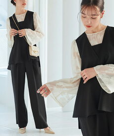 【洗える/ストレッチ】パーティードレス 結婚式 パンツドレス パンツスタイル セットアップ 2点セット ワイドパンツ 二次会 披露宴 上品 50代 40代 30代 セレモニー フォーマル ミセス レディース 袖あり 親族 母親 女性 体型カバー 即日発送 プレゼント ルイルエブティック