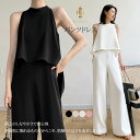 パンツドレス ノースリーブ 結婚式 ロングパンツ ワイドパンツ オールインワン パーティードレス シンプル スーツスタ…