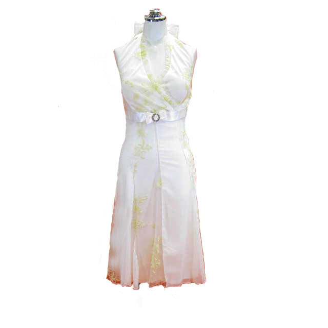 ホワイトドレス パーティードレス フォーマルドレス ワンピース ホルダーネックドレス Ｍサイズ ホワイト 2020モデル 正規認証品!新規格 送料無料 P122 9号