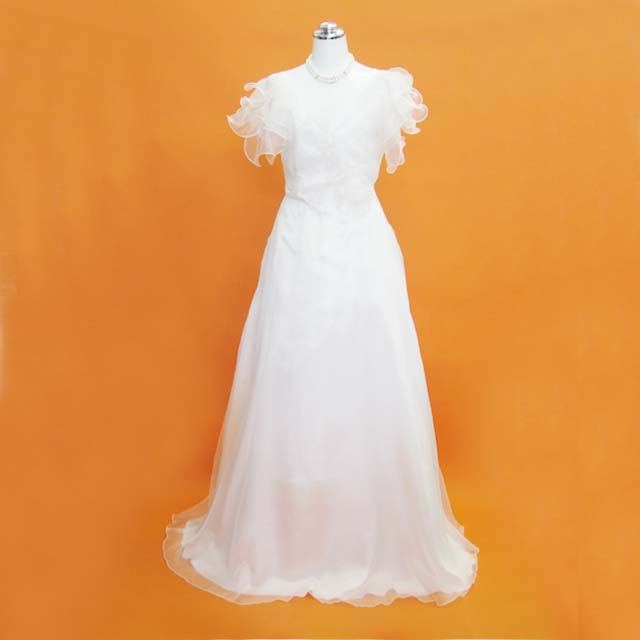 ロングドレス ウェディングドレス 送料無料 L10 結婚祝い オーガンジーロングドレス 与え ホワイトドレス