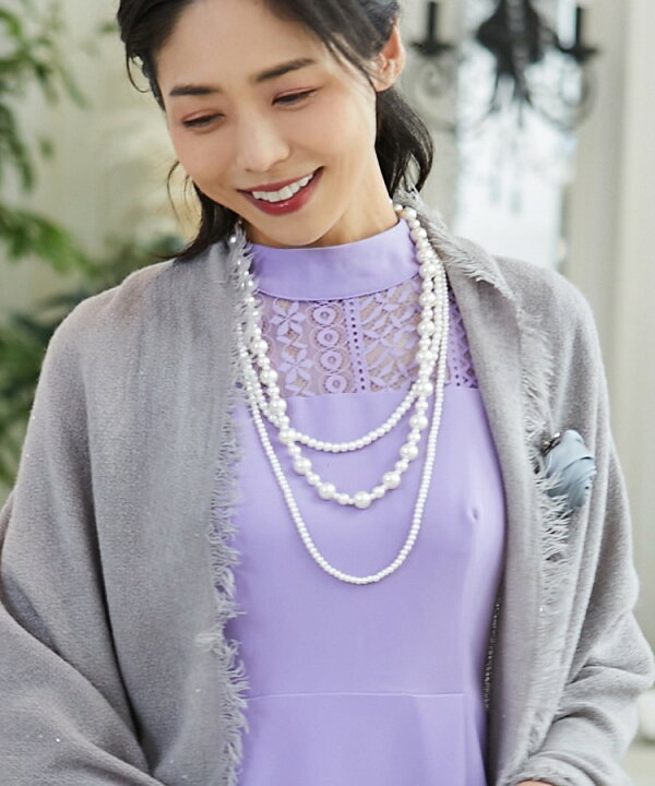 パールネックレス ネックレス 2連 レディース 2重 ゴールド フェイクパール アクセサリー パーティー 結婚式 大人 ロング パール