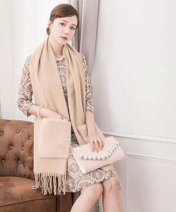 楽天市場 クーポンで1866円 結婚式 ショール パーティー ドレス ワンピース ポケットファー 裾 フリンジ コーディネート お呼ばれ お呼ばれ ストール 羽織り 羽織り物 上品 パーティー 二次会 披露宴 オケージョン 代 30代 40代 レディース パーティードレス通販