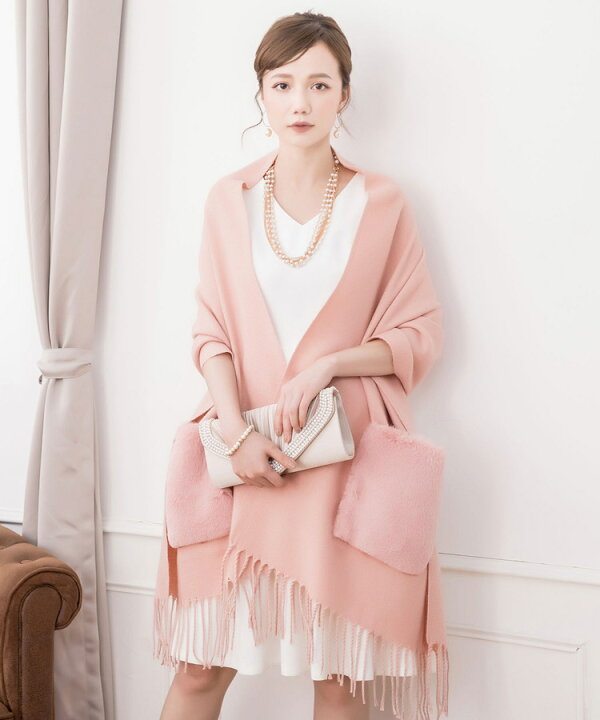 楽天市場 クーポンで1866円 結婚式 ショール パーティー ドレス ワンピース ポケットファー 裾 フリンジ コーディネート お呼ばれ お呼ばれ ストール 羽織り 羽織り物 上品 パーティー 二次会 披露宴 オケージョン 代 30代 40代 レディース パーティードレス通販