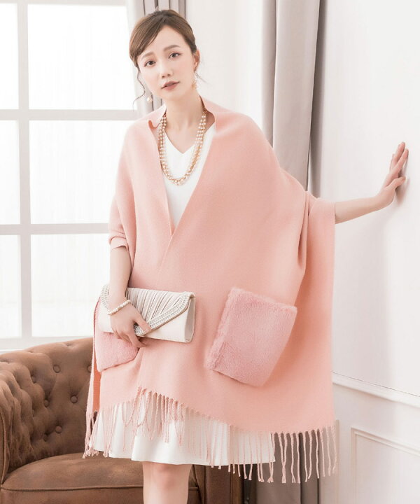 楽天市場 クーポンで1866円 結婚式 ショール パーティー ドレス ワンピース ポケットファー 裾 フリンジ コーディネート お呼ばれ お呼ばれ ストール 羽織り 羽織り物 上品 パーティー 二次会 披露宴 オケージョン 代 30代 40代 レディース パーティードレス通販