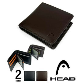 【全2色】 HEAD ヘッド リアルレザー バイカラー 中ベラ付き 2つ折り 財布 ショートウォレット