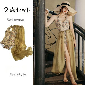 水着 可愛い レディース 女性 おしゃれビキニ リボン付き 花柄ドレス 水陸両用 ワンピース 体型カバー20代 30代 スカートショートパンツ オリジナル 可愛い おしゃれ セクシー 水