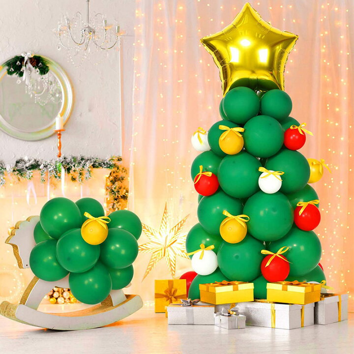 楽天市場 800円クーポン配布中 クリスマスツリー 風船 クリスマス用品 サンタ クリスマス飾り クリスマス バルーン 柱 クリスマス飾り リボン付き 飾り付け 風船 ホームデコレーション用 装飾 パーティーグッズ イベント 飾り付け 小物 小道具 パーティー 文化祭 学園