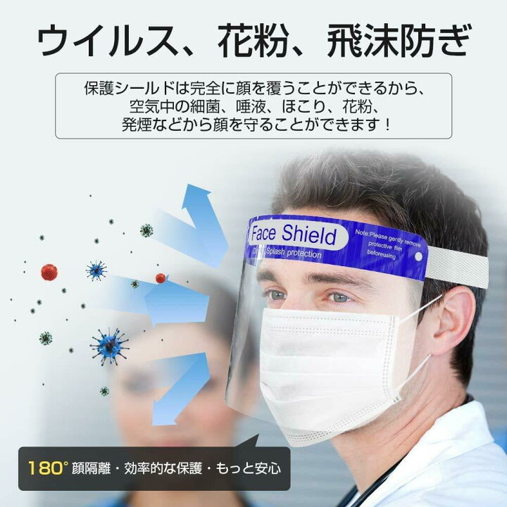 楽天市場】【大量注文受付】フェイスシールド 100枚 透明 フェイス 