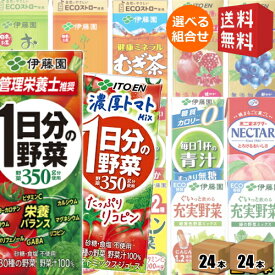 【送料無料】 伊藤園 紙パック飲料 選べる200ml紙パック 48本(24本×2ケース) 野菜ジュース 1日分の野菜 充実野菜 ビタミン野菜 青汁 黒酢で活力 緑茶 ほうじ茶 むぎ茶 ザクロ ブルーベリー 濃い乳酸菌 理想のトマト 鉄分野菜 ※北海道800円・東北400円の別途送料加算
