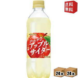 【送料無料】サントリー ゴールデンアップルサイダー 490mlペットボトル 48本(24本×2ケース) 果実炭酸飲料 ※北海道800円・東北400円の別途送料加算 st2505