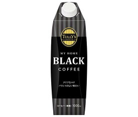 伊藤園 TULLY'S COFFEE(タリーズコーヒー) ブラック 1L紙パック×6本入×(2ケース)｜ 送料無料 無糖 珈琲 コーヒー 紙パック